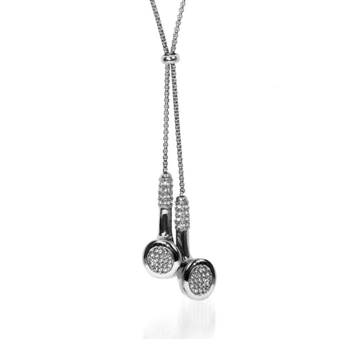 Maître de cérémonie | Argent | Collier d'écouteurs en cristal blanc